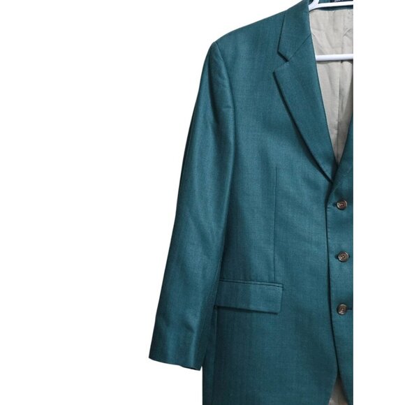 Ralph Lauren Green Silk Wool Single Breasted Blazer Sz 44L - Picture 4 of 14